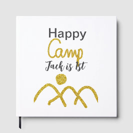 Happy camping camper one birthday kids golden sun gästböcker