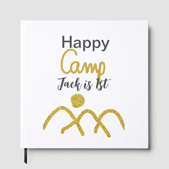 Happy camping camper one birthday kids golden sun gästböcker (Framsida)