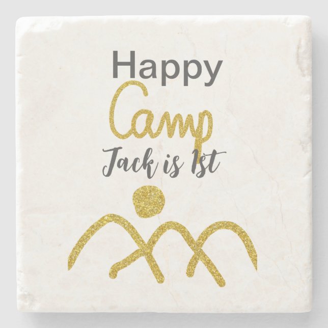 Happy camping camper one birthday kids golden sun stenunderlägg (Framsidan)