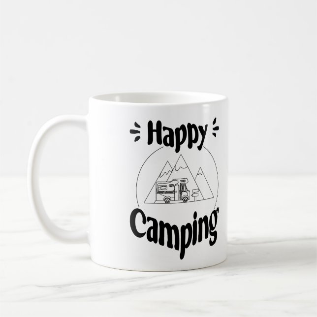 Happy Camping - fröhliches cooles Grafikdesign Kaffemugg (Vänster)