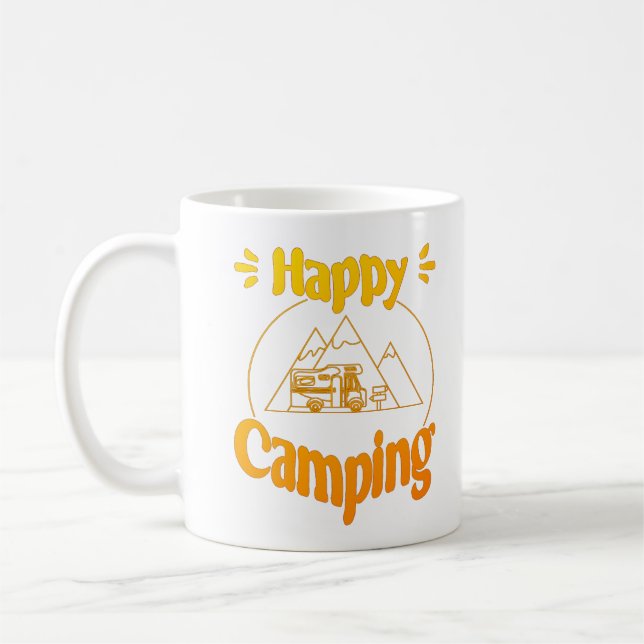Happy Camping - fröhliches cooles Grafikdesign Kaffemugg (Vänster)