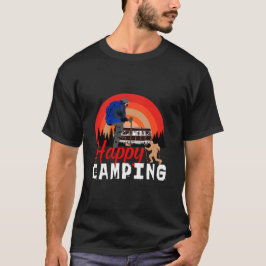 Happy Camping Retro Sunset Hiking Adventure T Shirt