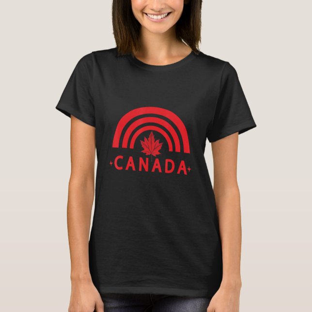 Happy Canada Day Canada Rainbow Maple Leaf Men Wom T Shirt (Framsida)