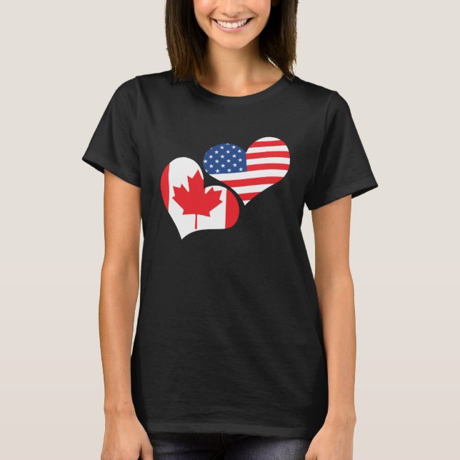 Happy Canada Day Canadian Canada Flag Maple Leaf   T Shirt (Framsida)
