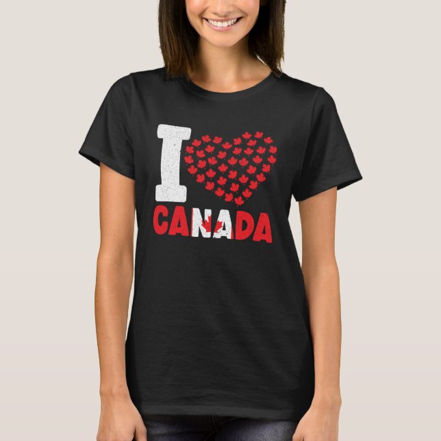 Happy Canada Day Canadian Canada Flag Maple Leaf   T Shirt (Framsida)