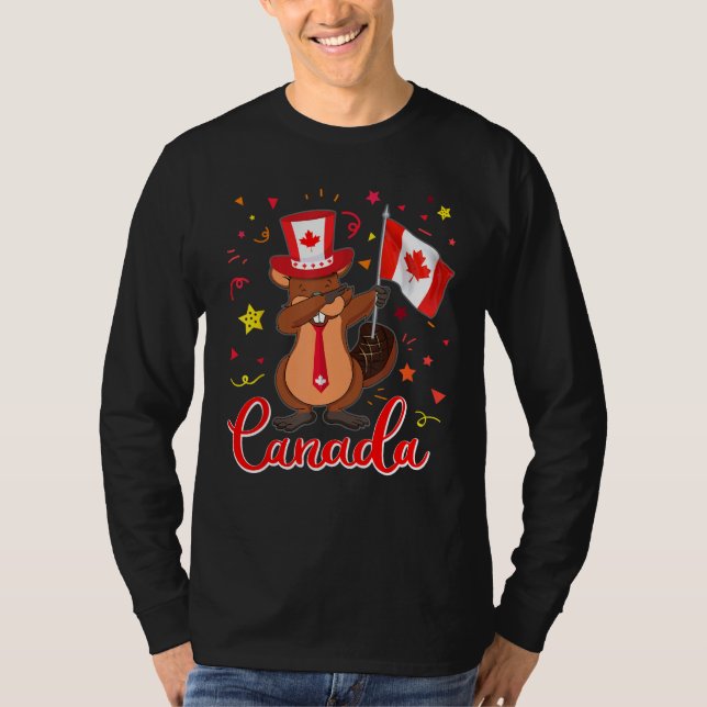 Happy Canada Day - Cute Beaver Dab girls Boys Kids T Shirt (Framsida)