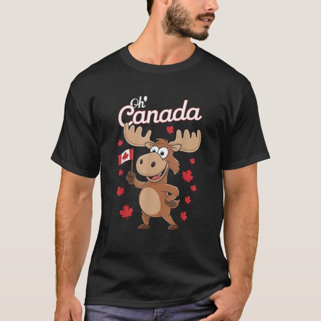 Happy Canada Day Funny Canadian Moose Oh Canada Fl T Shirt (Framsida)