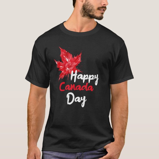 Happy Canada Day Party Canadian Flag Maple Patriot T Shirt (Framsida)