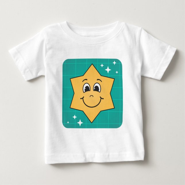 Happy cartoon star smiley character xmas design t shirt (Framsida)
