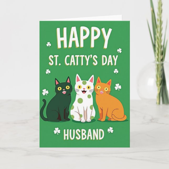 Happy Cat Day Husband Card Kort (Framsida)