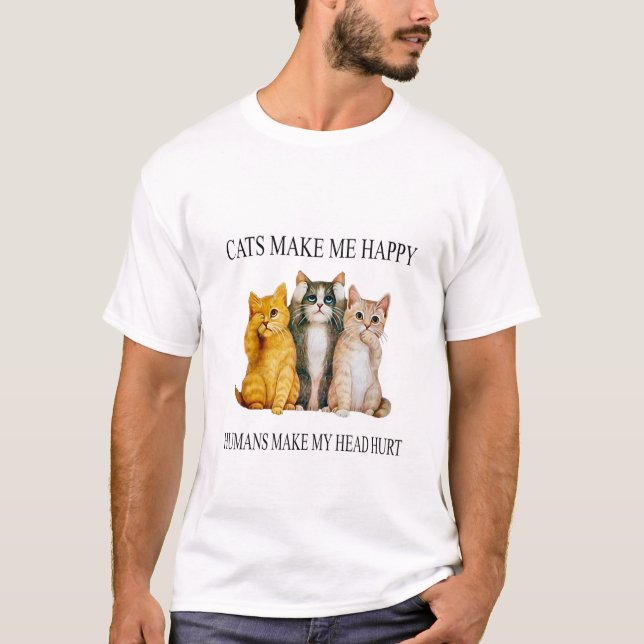 Happy Cats and Human Headaches T-Shirt Design (Framsida)
