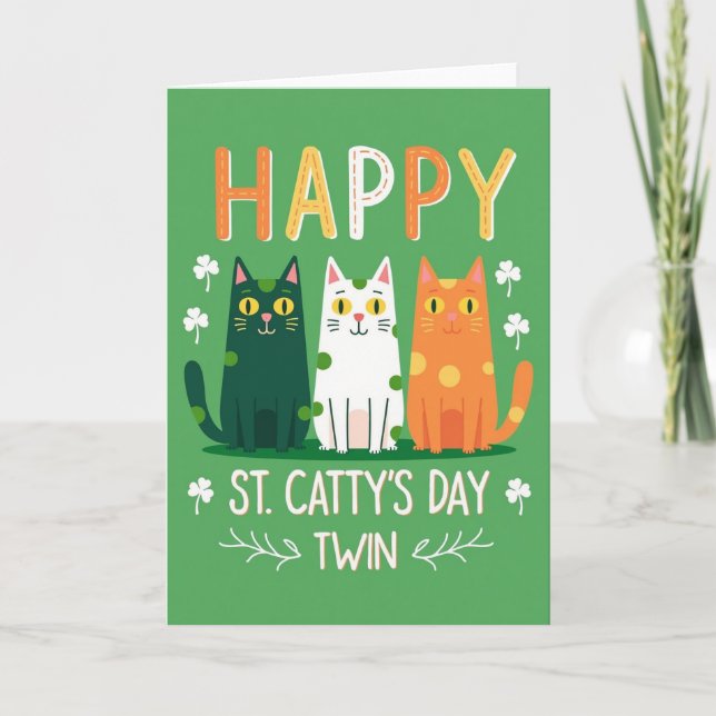 Happy Cats Glitter Texture Card Kort (Framsida)