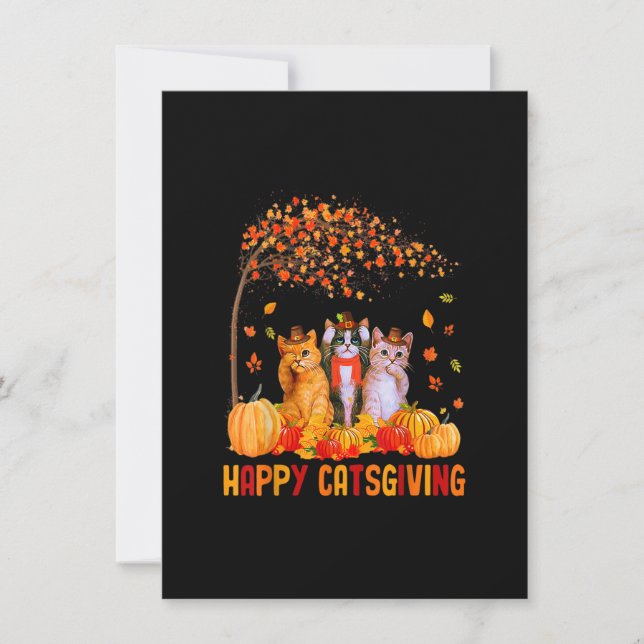 Happy Catsgiving Cute Thanksgiving Cat Lovers Cat  Inbjudningar (Framsida)