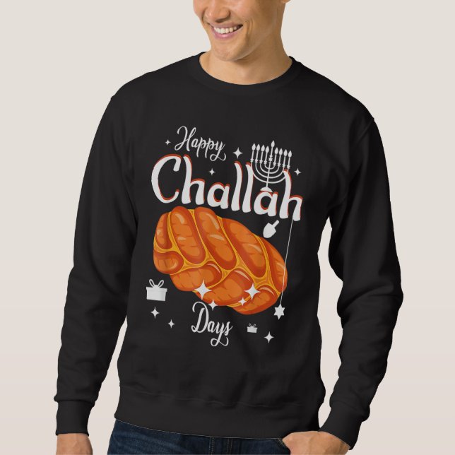Happy Challah Days Hanukkah Chanukah  Jewish Lång Ärmad Tröja (Framsida)