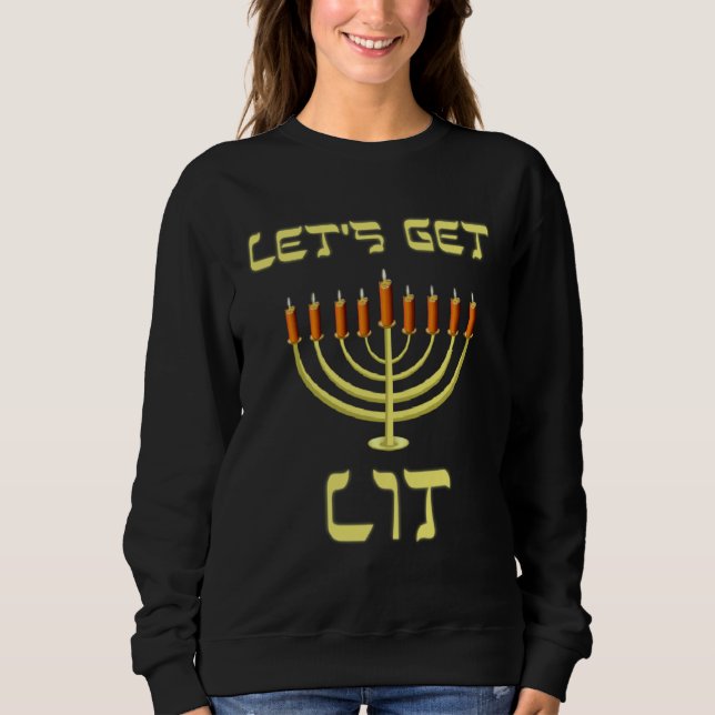 Happy Chanukah Menorah Lets Get Lit  Hanukkah T Shirt (Framsida)