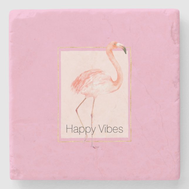 Happy Chic Pink Flamingo Stenunderlägg (Framsidan)