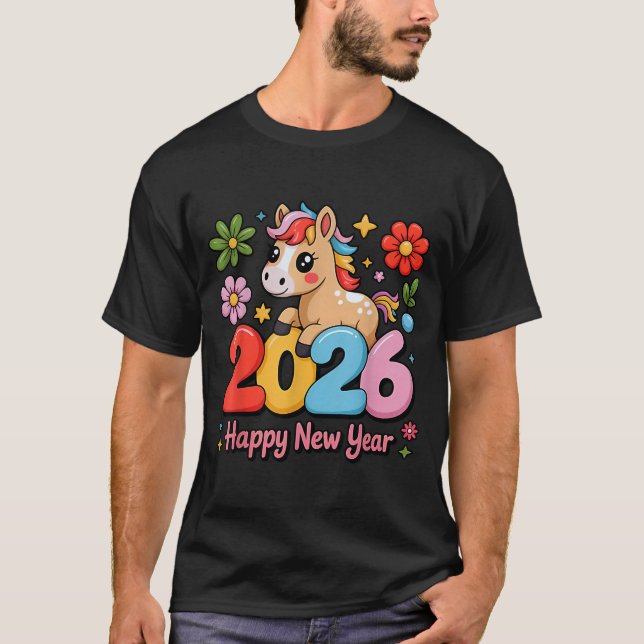 Happy Chinese Lunar New Year 2026 Year Of The Fire T Shirt (Framsida)