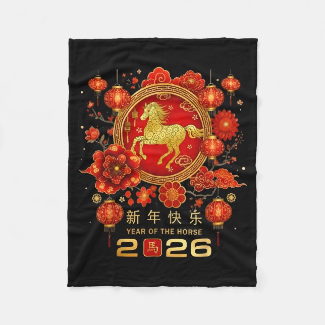 Happy Chinese Lunar New Year Horse Zodiac Year Of  Fleecefilt (Framsidan)