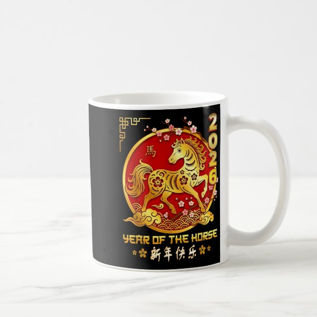 Happy Chinese Lunar New Year Horse Zodiac Year Of  Kaffemugg (Höger)