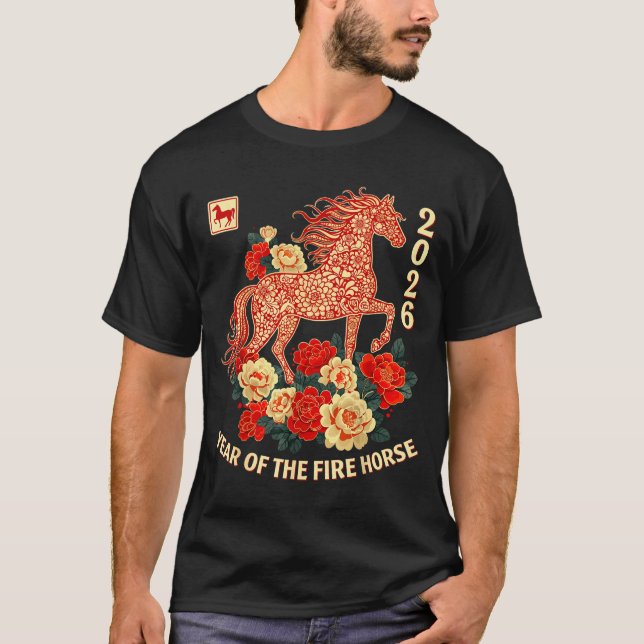 Happy Chinese Lunar New Year Of The Horse 2026 Kid T Shirt (Framsida)