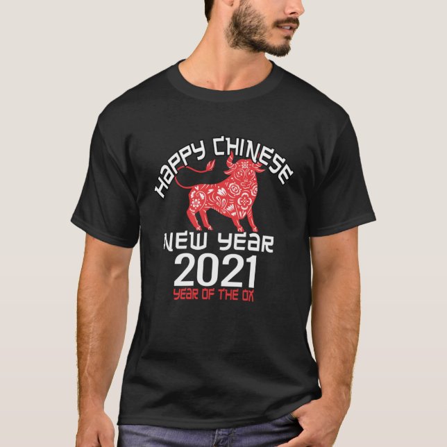 Happy Chinese New Year 2021  Year Of The Ox T Shirt (Framsida)