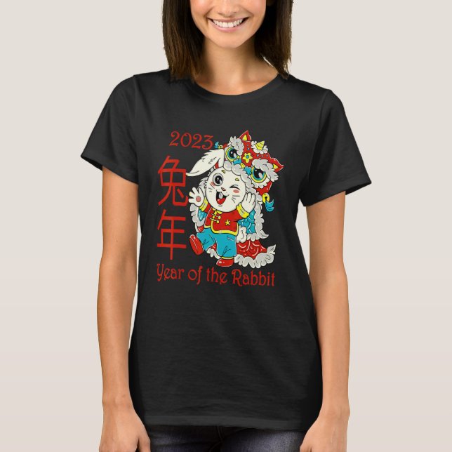 Happy Chinese New Year 2023 Year of the Rabbit Dra T Shirt (Framsida)
