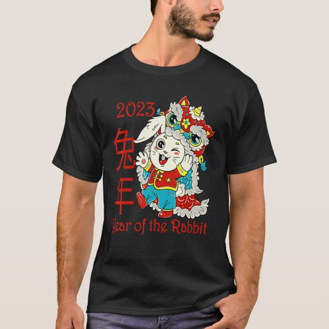 Happy Chinese New Year 2023 Year of the Rabbit Dra T Shirt (Framsida)