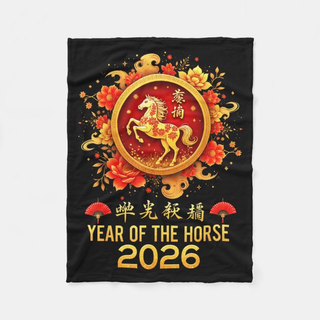 Happy Chinese New Year 2026 Lunar Year Of The Hors Fleecefilt (Framsidan)