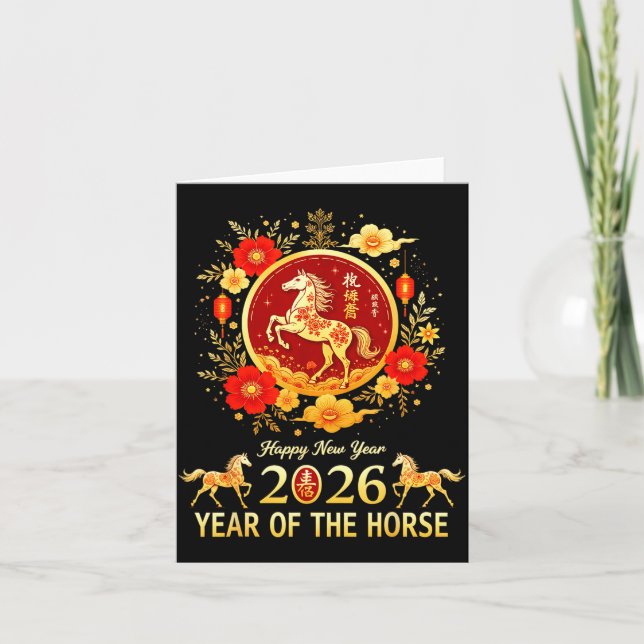 Happy Chinese New Year 2026 Lunar Year Of The Hors Kort (Framsida)
