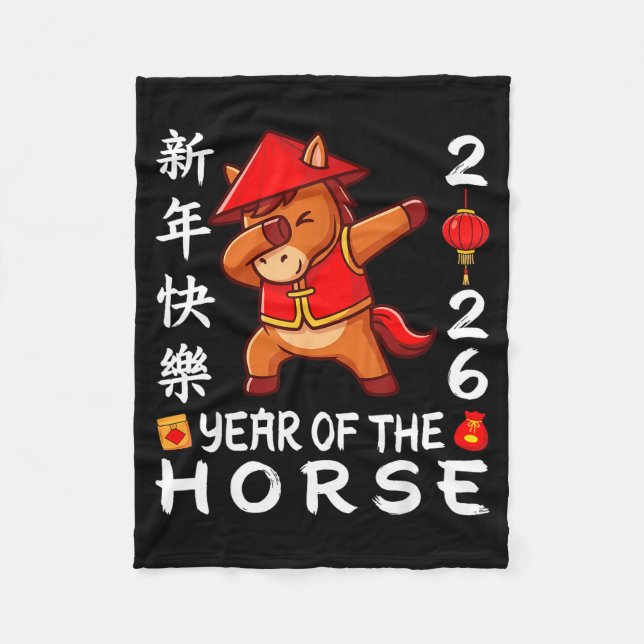 Happy Chinese New Year 2026 Year Of The Horse 2026 Fleecefilt (Framsidan)