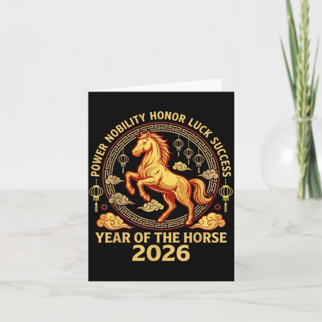 Happy Chinese New Year 2026 Year Of The Horse 2026 Kort (Framsida)