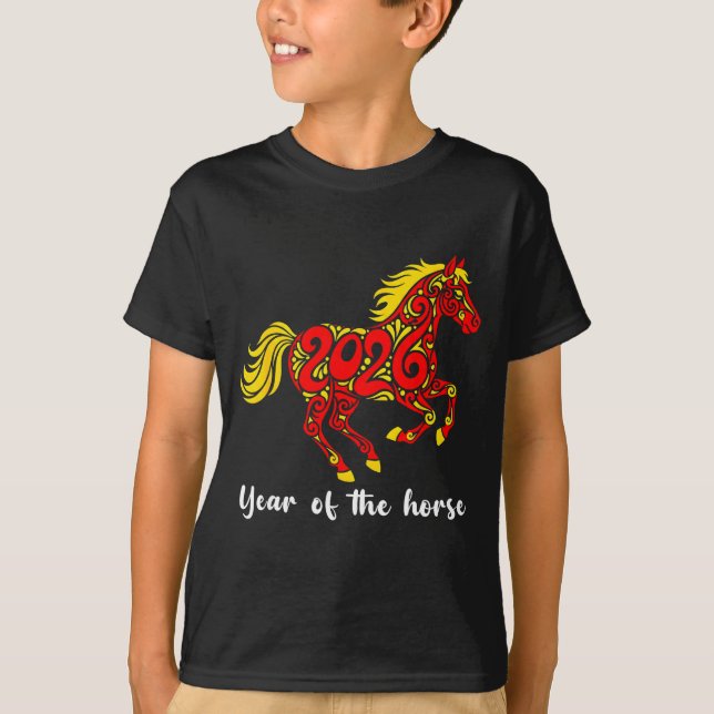 Happy Chinese New Year 2026 Year Of The Horse Horo T Shirt (Framsida)