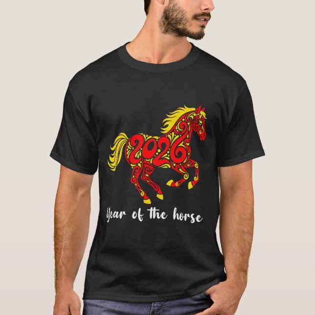 Happy Chinese New Year 2026 Year Of The Horse Horo T Shirt (Framsida)