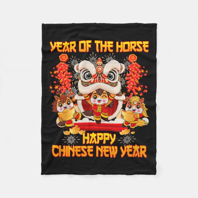 Happy Chinese New Year 2026 Year Of The Horse Kid  Fleecefilt (Framsidan)