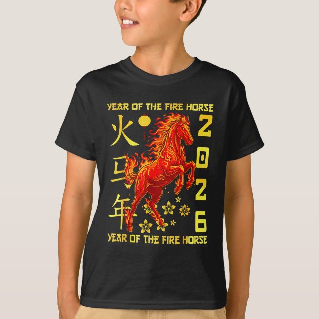Happy Chinese New Year Of The Horse 2026 Lunar New T Shirt (Framsida)