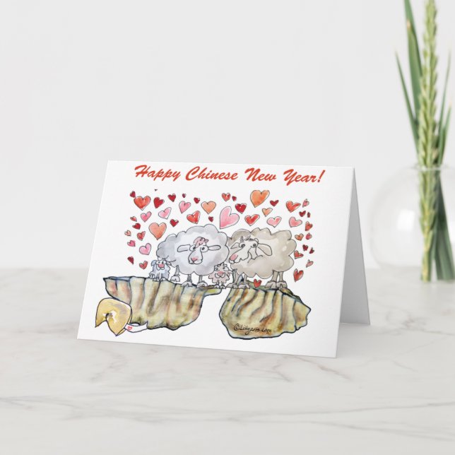 Happy Chinese New Year Sheep Dumpling Card Helgkort (Framsida)
