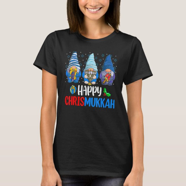 Happy Chrismukkah Gnomes Merry Christmas And Happy T Shirt (Framsida)