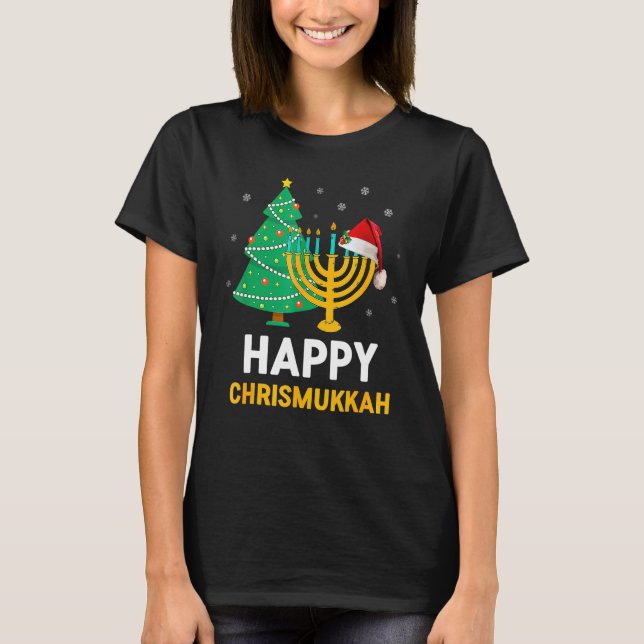 Happy Chrismukkah  Hanukkah And Christmas T Shirt (Framsida)