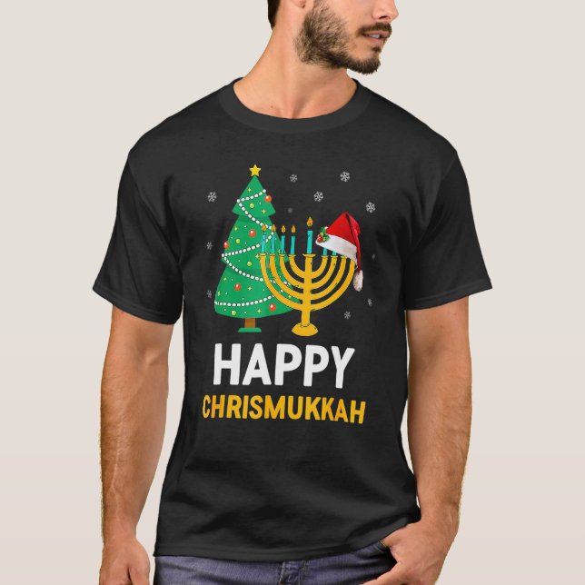 Happy Chrismukkah  Hanukkah And Christmas T Shirt (Framsida)