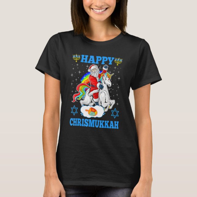 Happy Chrismukkah Hanukkah Christmas Jewish Unicor T Shirt (Framsida)