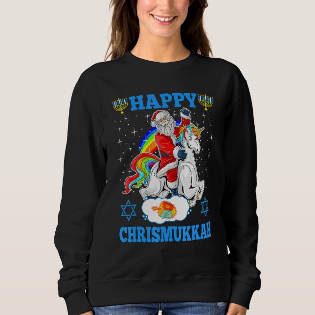 Happy Chrismukkah Hanukkah Christmas Jewish Unicor T Shirt (Framsida)