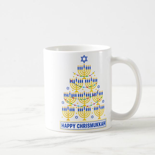 Happy Chrismukkah Hanukkah Light Tree Jewish Holid Kaffemugg (Höger)