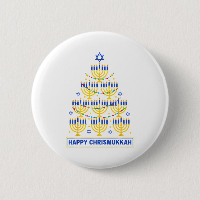 Happy Chrismukkah Hanukkah Light Tree Jewish Holid Knapp (Framsida)