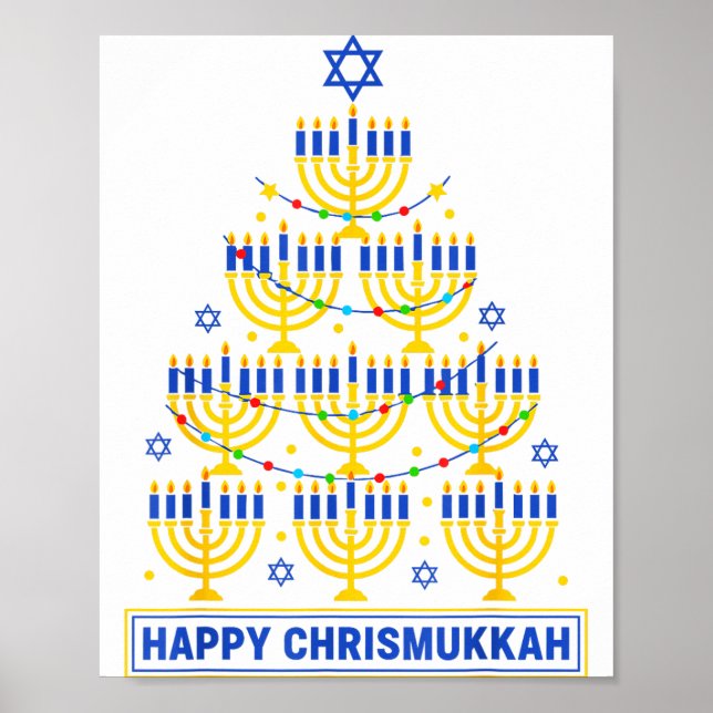 Happy Chrismukkah Hanukkah Light Tree Jewish Holid Poster (Framsidan)