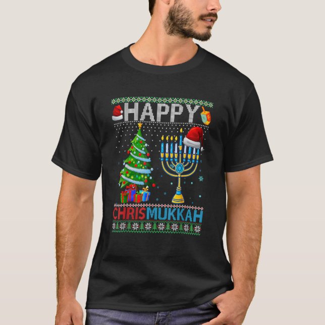 Happy Chrismukkah Jewish Christmas Hanukkah Chanuk T Shirt (Framsida)