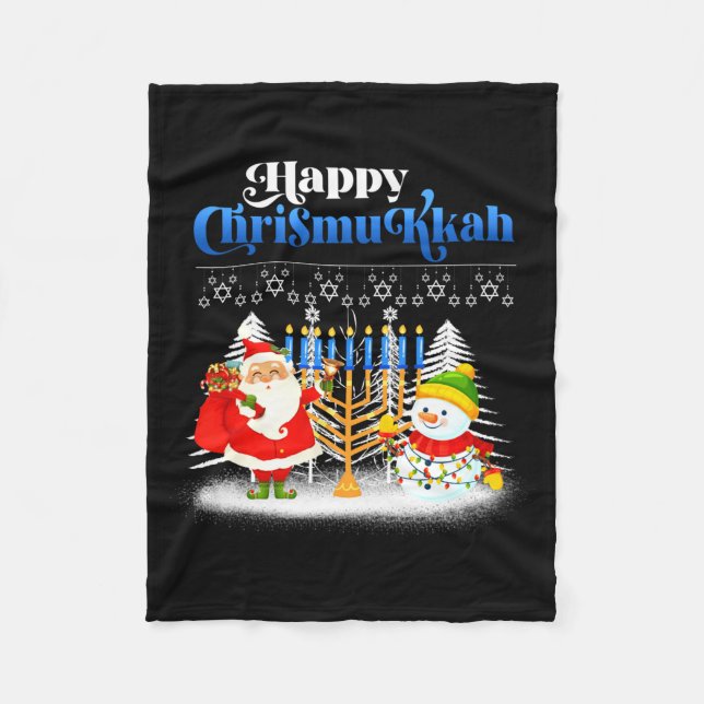 Happy Chrismukkah Jewish Christmas Hanukkah  Fleecefilt (Framsidan)