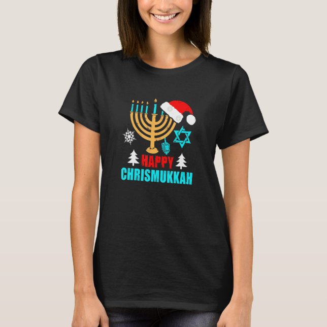 Happy Chrismukkah Jewish Hanukkah Festival T Shirt (Framsida)