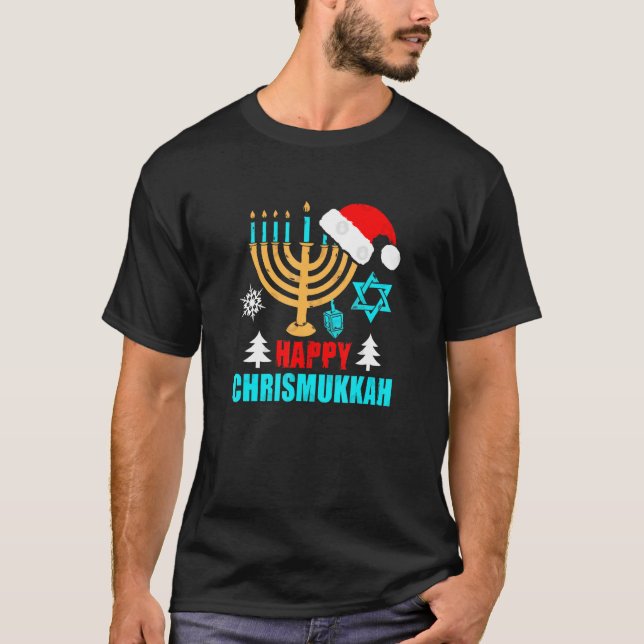 Happy Chrismukkah Jewish Hanukkah Festival T Shirt (Framsida)