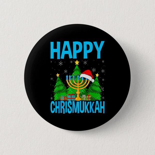 Happy Chrismukkah Santa Hat Christmas Hanukkah Sle Knapp (Framsida)