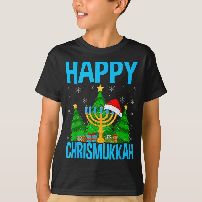 Happy Chrismukkah Santa Hat Christmas Hanukkah Sle T Shirt (Framsida)